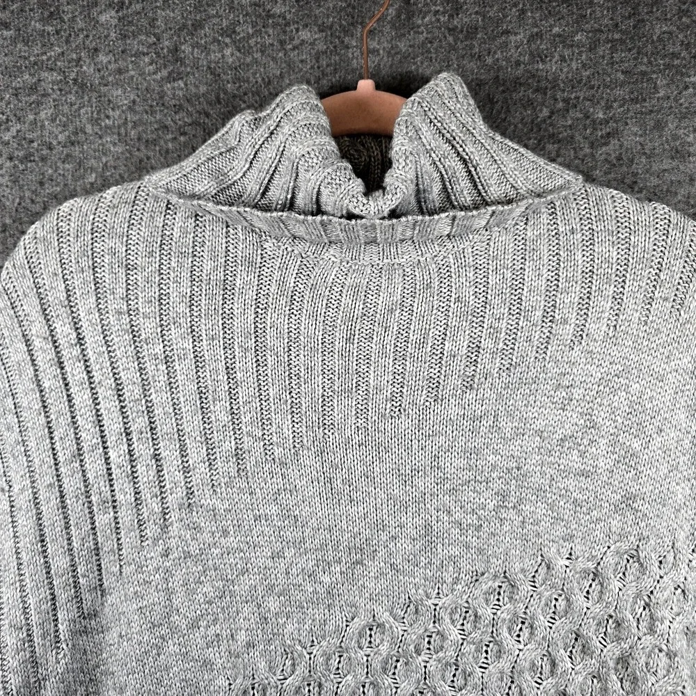 Nine West Women M Grey Gray Pullover Turtleneck Sweater Triple Pattern Comfy - Picture 3 of 11